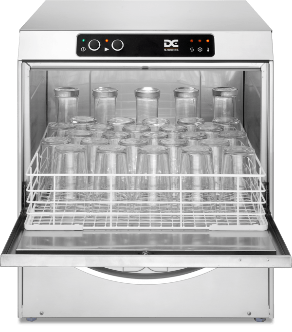 DC Standard Range SG50D Frontloading Glasswasher with Drain Pump  500mm Rack 30 Pint Capacity