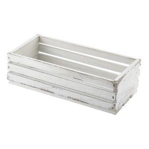 Wooden Crate White Wash Finish 25 x 12 x 7.5cm