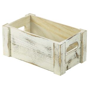 Wooden Crate White Wash Finish 27 x 16 x 12cm