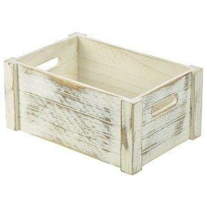 Wooden Crate White Wash Finish 34 x 23 x 15cm