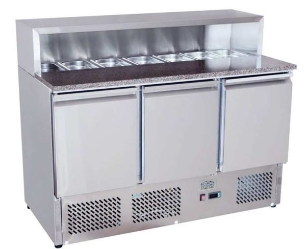 Ice-A-Cool ICE3858GR 3 Door Marble-Top Saladette Counter