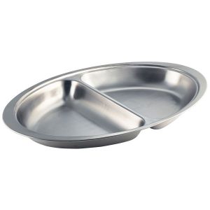 GenWare Stainless Steel Two Division Oval Banqueting Dish 50cm/20″ qty:1