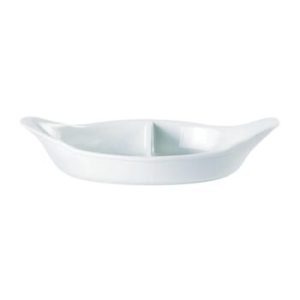 Porcelite Divided Oval Eared Dish 28cm/11″ QTY: 4