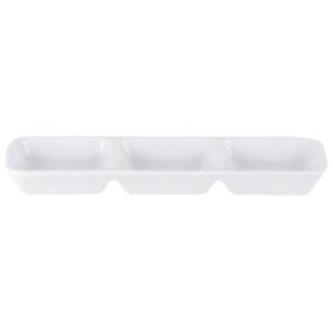 Porcelite Three Division Dip Tray 20×6.5cm/ 7.75″x2.5″ QTY: 6
