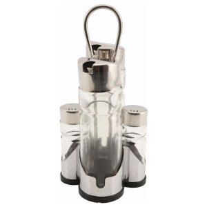 Genware Oil, Vinegar & Cruet Set with Stand qty:1