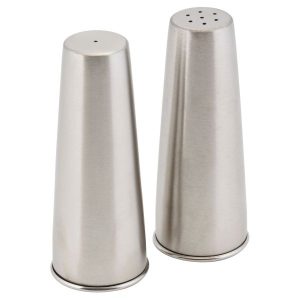 Genware Stainless Steel Conical Salt & Pepper Set qty:1