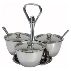 GenWare Stainless Steel Revolving Relish Server 3-Way qty:1