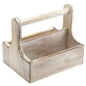 Medium White Wooden Table Caddy qty:1