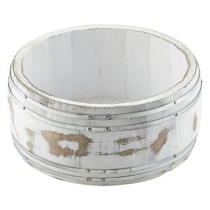 Miniature White Wash Wooden Barrel 16.5 Dia x 8cm qty:1