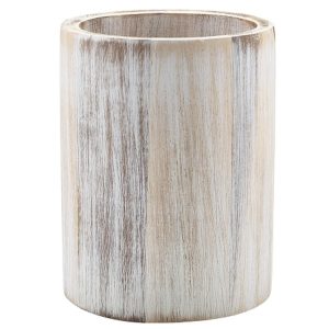 GenWare White Wash Acacia Wood Cutlery Cylinder qty:1