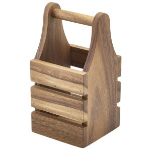 Acacia Wood Cutlery Holder 10 x 10 x 20cm qty:1