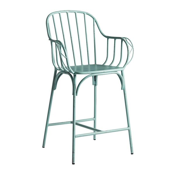 Denver – Bar Stool – Mid Height – Retro Finish Alu Frame – Blue