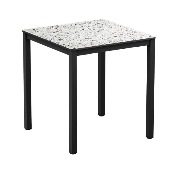 Extrema – Mixed Terrazzo – 60x60cm – 4 Leg Dining Table – Black