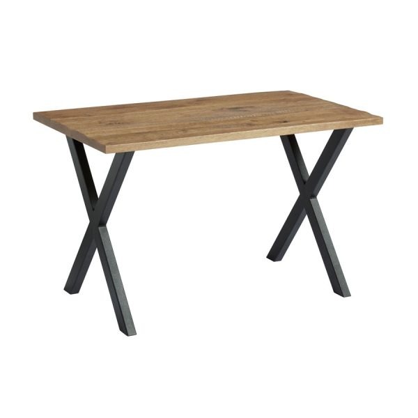 Highcross ‘X’ Dining Table – Black – Rustic Antique – 120cm x 70cm