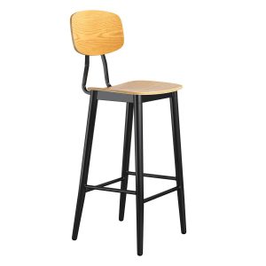 Juna Bar Stool – Ply Oak & Black Steel Frame