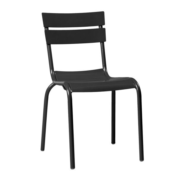 Marlow Stacking Alu Outdoor Side Chair – Black