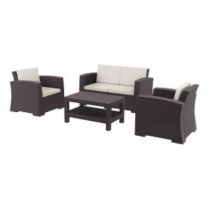 Monaco Rattan Lounge Set – Brown
