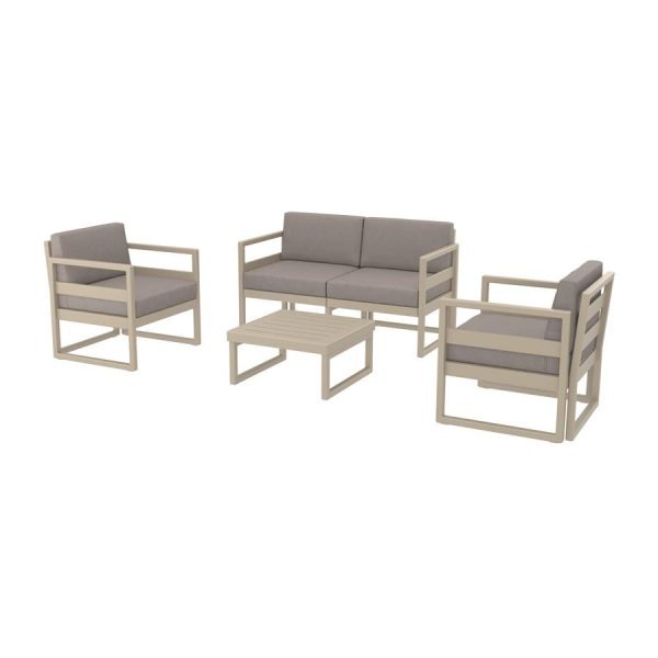 Mykonos Lounge Set – Taupe – With Light Brown Cushions