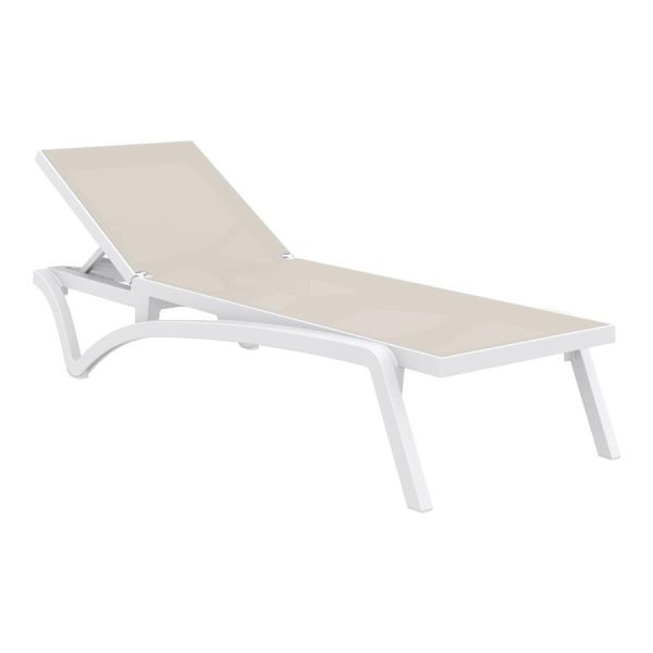 Pacific Sun Lounger – White/ Taupe