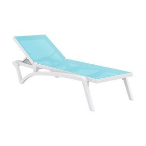 Pacific Sun Lounger – White/ Turquoise