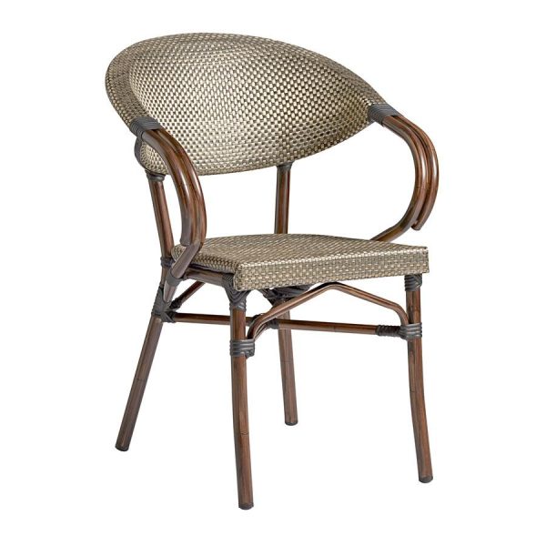 Panda Stacking Arm Chair – Gold & Black Weave