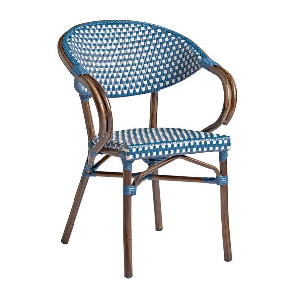 Panda Stacking Armchair – White & Blue Weave