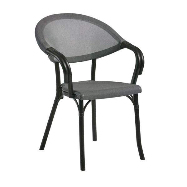 Selva Armchair – Black frame – Silver seat and Back