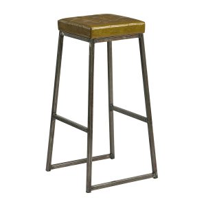 Style Stool – Clear Lacquered metal frame – Vintage Gold Seat