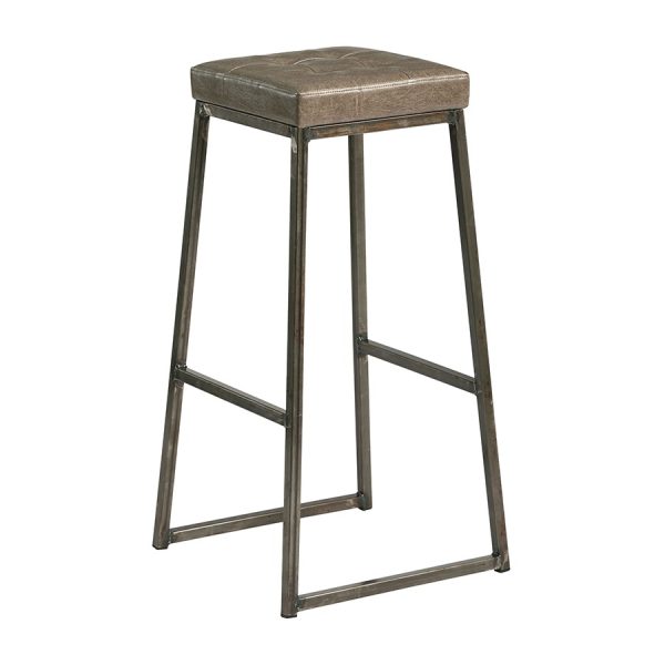 Style Stool – Clear Lacquered metal frame – Vintage Silver Seat