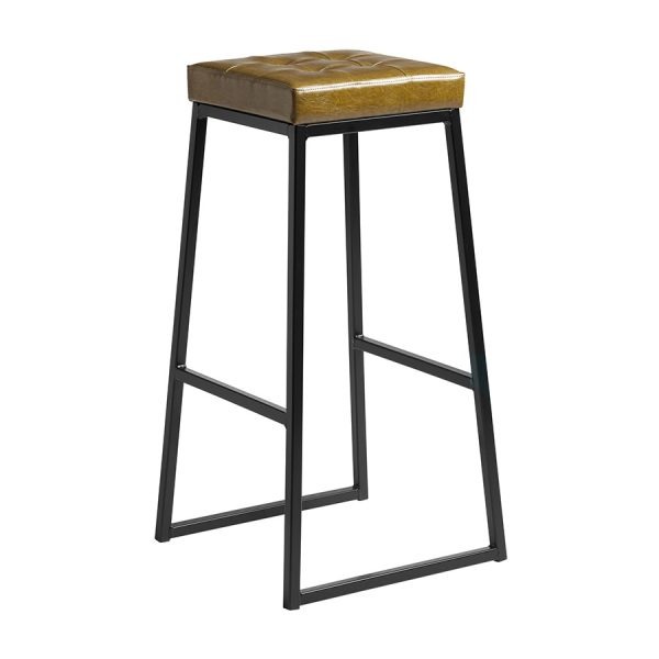Style Stool – Matt Black metal frame – Vintage Gold Uph Seat