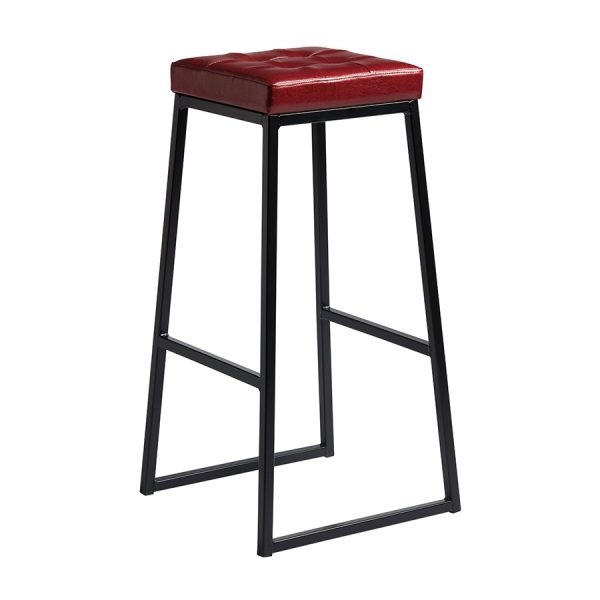 Style Stool – Matt Black metal frame – Vintage Red Uph Seat