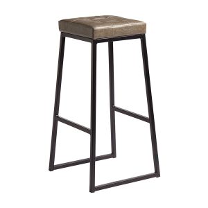 Style Stool – Matt Black metal frame – Vintage Silver Uph Seat