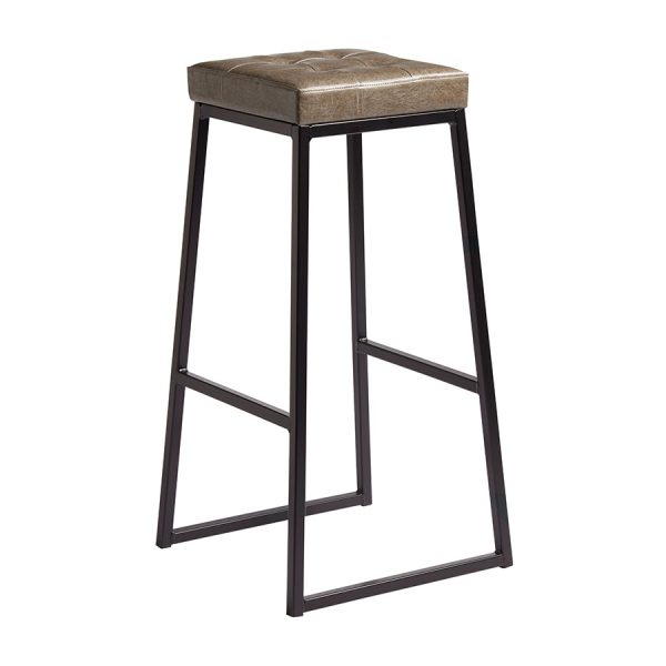 Style Stool – Matt Black metal frame – Vintage Silver Uph Seat