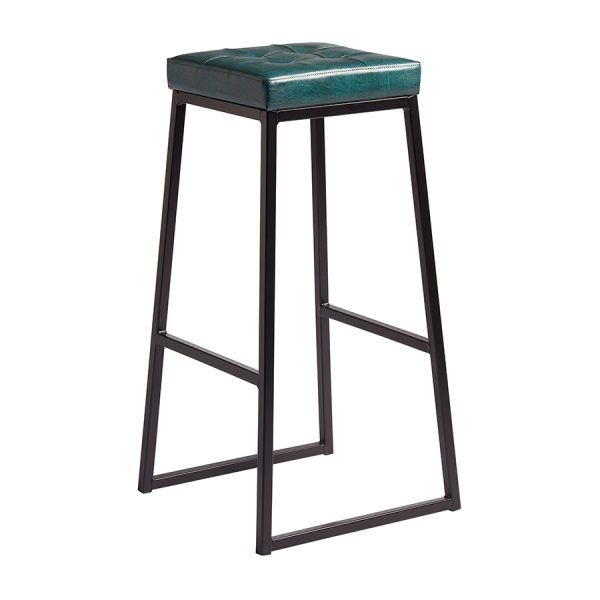 Style Stool – Matt Black metal frame – Vintage Teal Uph Seat