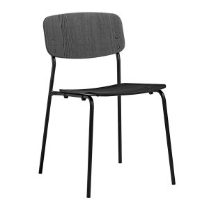 Vorsta Stacking Side Chair in Black Ash with Black Frame