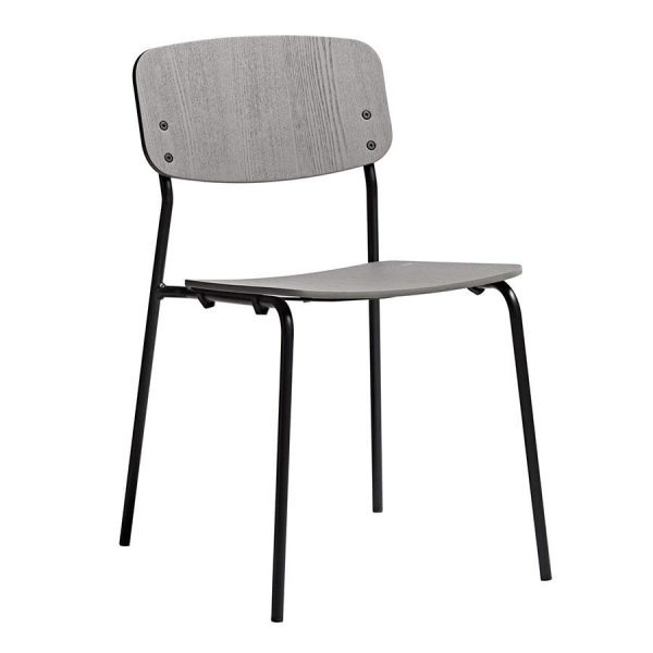 Vorsta Stacking Side Chair in Grey Ash with Black Frame
