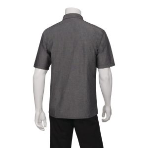 Chef Works Unisex Detroit Denim Short Sleeve Shirt Black M