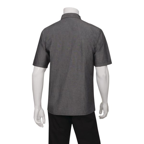 Chef Works Unisex Detroit Denim Short Sleeve Shirt Black M