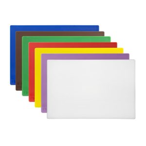 Hygiplas Low Density Chopping Boards Set with Rack (Set of 7 – 10mm High)