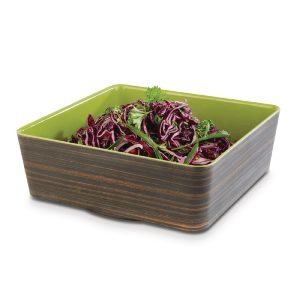 APS+ Melamine Square Bowl Oak and Green 4 Ltr