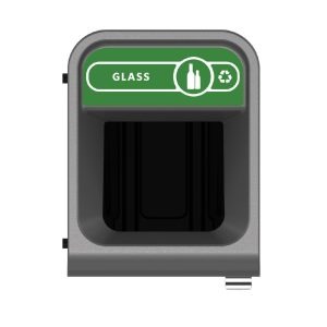 Rubbermaid Configure Recycling Bin with Glass Recycling Label Green 57Ltr