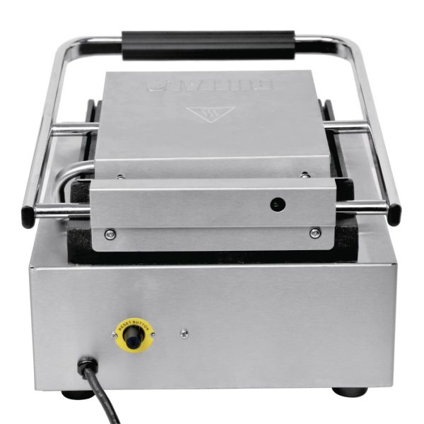 Power: 1.5kW. Single grill. Ribbed upper & lower plates
