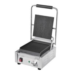 Power: 1.5kW. Single grill. Ribbed upper & lower plates