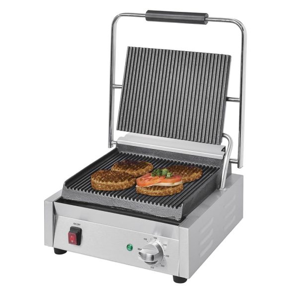 Power: 2.2kW. Large. Ribbed upper & lower plates