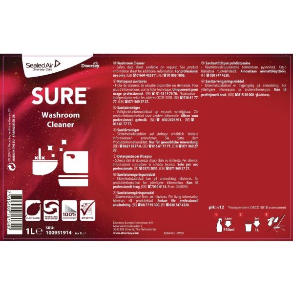 SURE Washroom Cleaner Concentrate 1 Litre