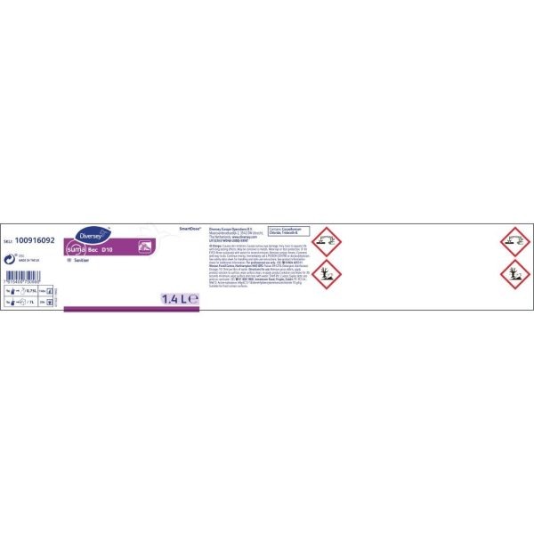 Suma SmartDose Bac D10 Cleaner and Sanitiser Super Concentrate 1.4Ltr