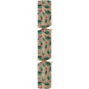 Kraft Holly Plastic-Free Christmas Crackers 12″ (Pack of 50)