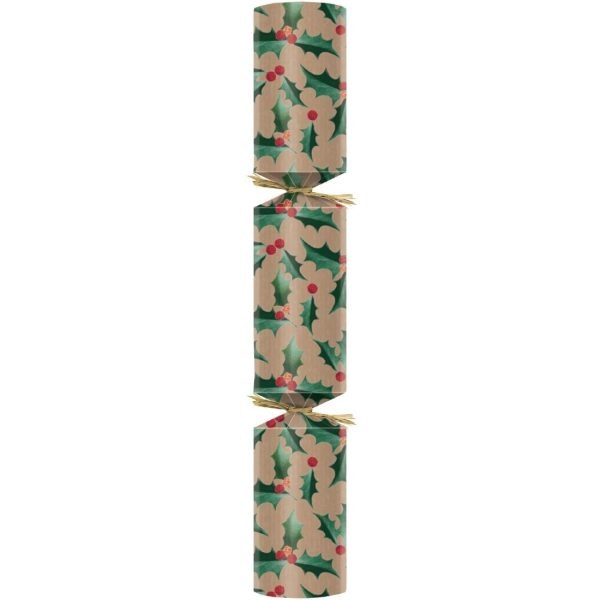 Kraft Holly Plastic-Free Christmas Crackers 12″ (Pack of 50)