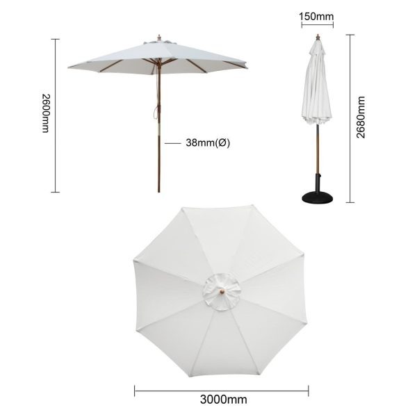 Bolero Round Parasol Grey 3000mm