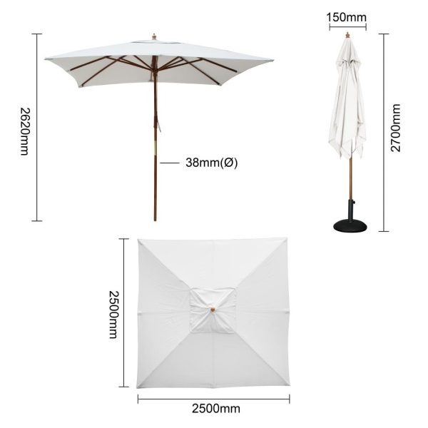 Bolero Square Parasol Grey 2.5m